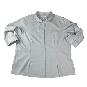 Red House Microsoft Logo Non-Iron Gray Button‎ Down Shirt Womens 3XL 3/4 Sleeve